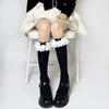 Lolita Rose Lace Mid-Calf Socks for Women lolita Lace bow in Japanese style jk White calf socks for spring and autumn