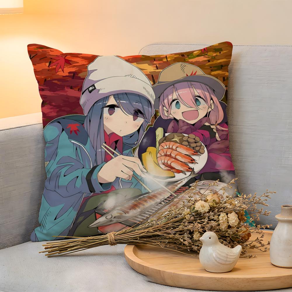 Cushion Cover  Linen  SkinFriendly Soft Decorative Case For Sofa Home Decor Anime Cute LLaidBack Camp Pillow cover