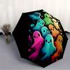 1pc Ghostly Colors Automatic Open/close Folding Compact Umbrella, 8-Rib Sturdy Canopy, Lightweight Portable, Everyday Use, Gift, Outdoor Umbrella, Tra