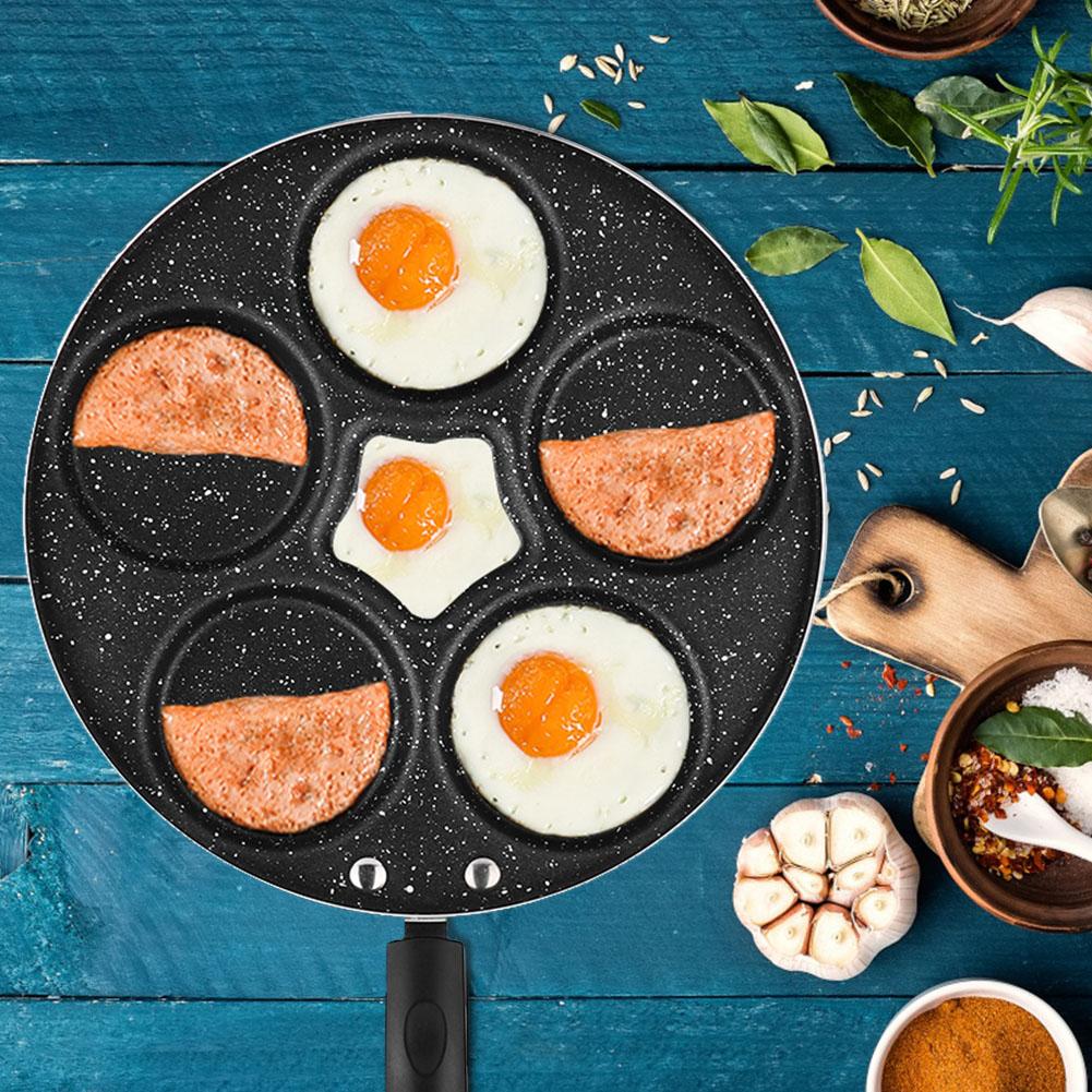 5 Round Holes Frying Pan Non Stick Eggs Cooking Pan Home Kitchen Cookware for Breakfast