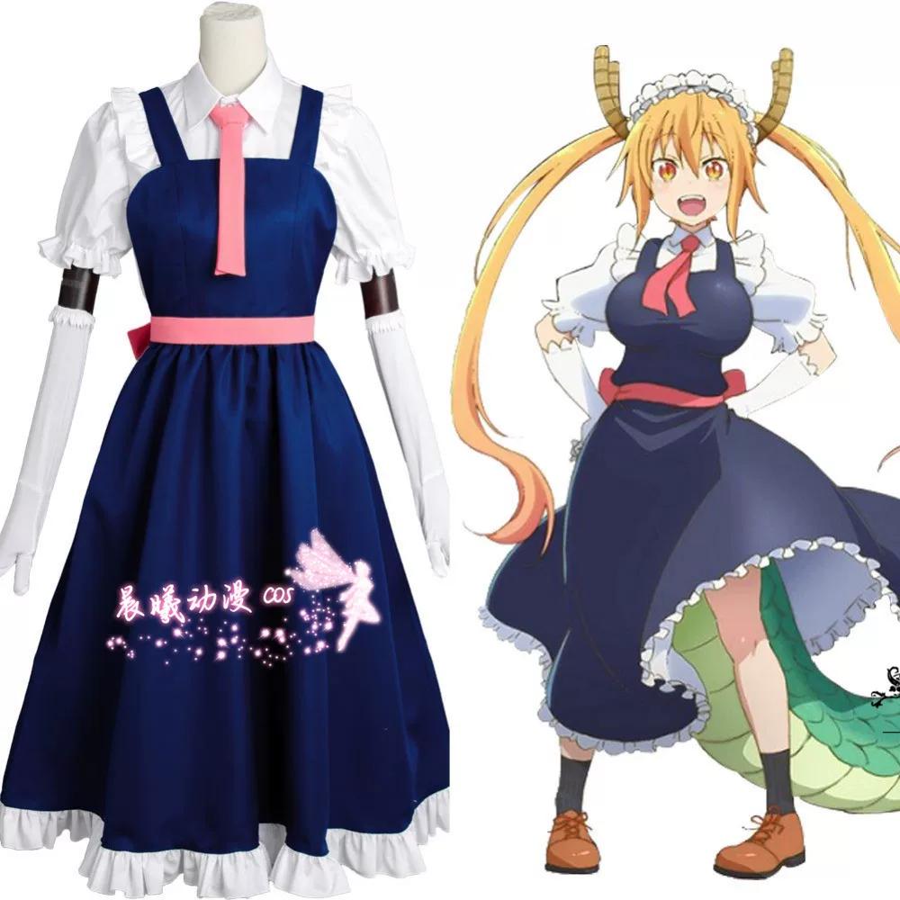 Miss Kobayashi s Dragon Maid Tohru Cosplay Dress Anime Costume S синий