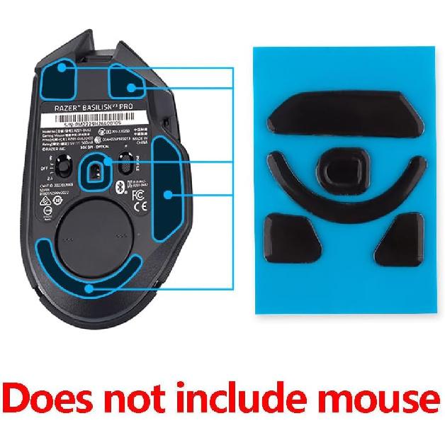 2 Sets Black Rounded Curved Edges Mouse Feet Pads Skates Compatible for Razer Basilisk V3 Pro Wireless Gaming Mouse