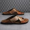 Fashion Outdoor Flat Designer Sandal Men Casual Leather Classic Summer Antiskid Slippers Soft Bottom Lightweight Waterproof Walking Shoe