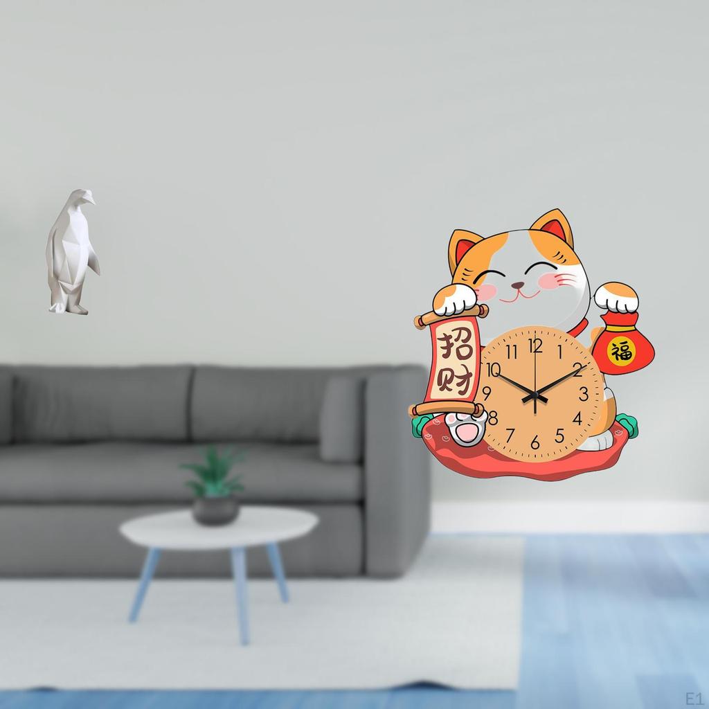 Penguin Cat Resin Animal Sculpture Figurine Collectable Craft Decorative Ornament Wall Clock Non