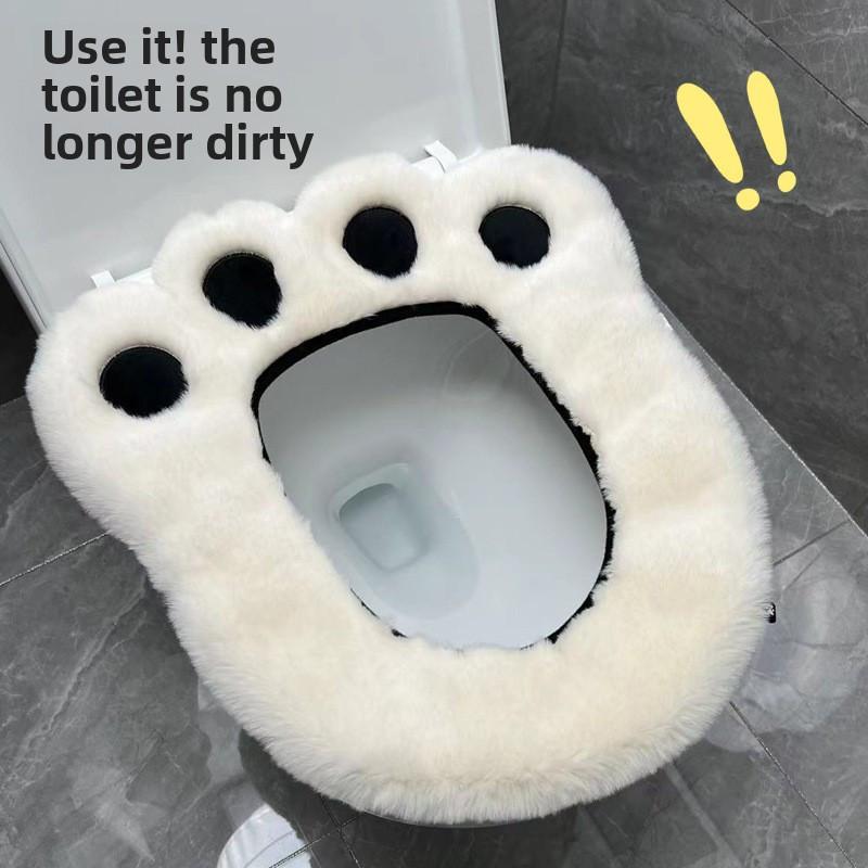 

Cartoon Bear Paw Toilet Seat Cushion, Suitable for All Seasons, Household Adhesive Toilet Seat Cushion белый