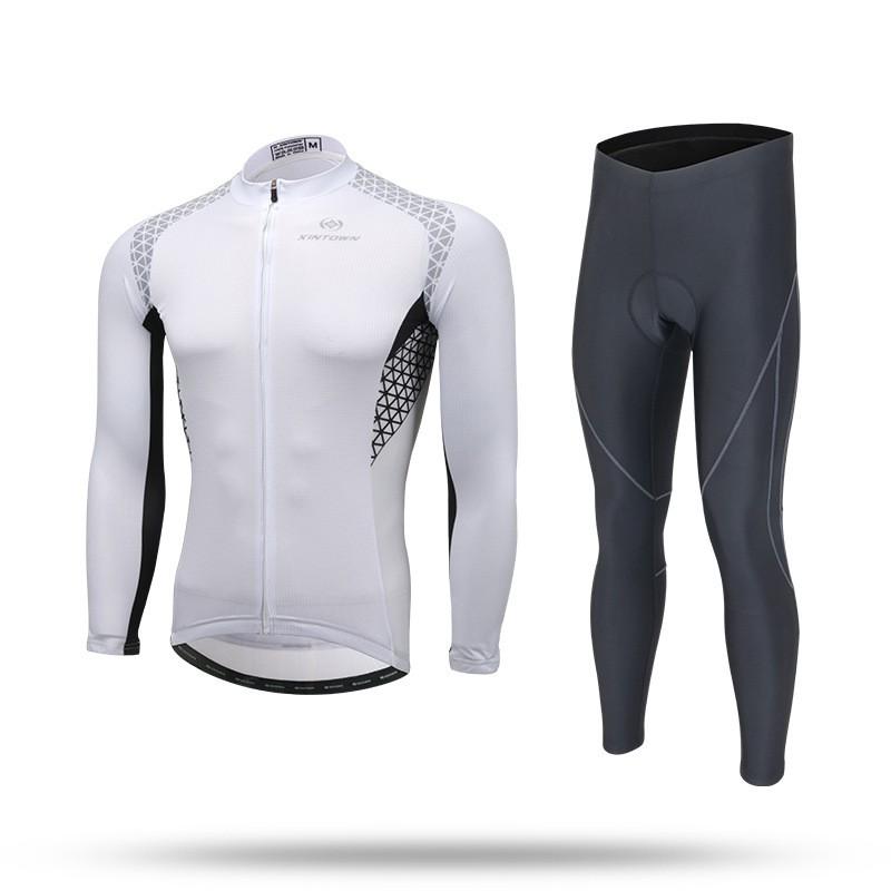 XINTOWN Mens Fleece Cycling Set Winter Long Sleeve Thermal Bike Riding Outfit