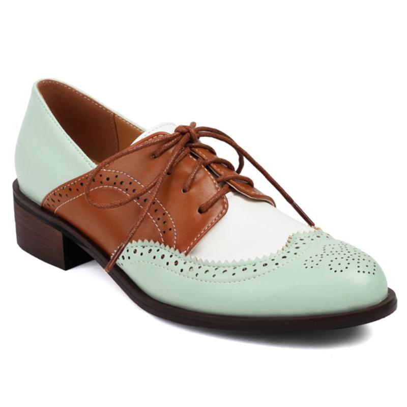 

Модные повседневные туфли на низком каблуке, коричневые, черные, белые, женские, на каблуке, со шнуровкой, удобные, для офиса, оксфорды, большой размер 45 39 зелёный