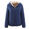 Warm Solid Color Quilted Coat Outwear for Autumn Winter Ladies Female Women Casual Cotton Jacket Loose Fit Hooded Long Sleeves Zipper Pocket
