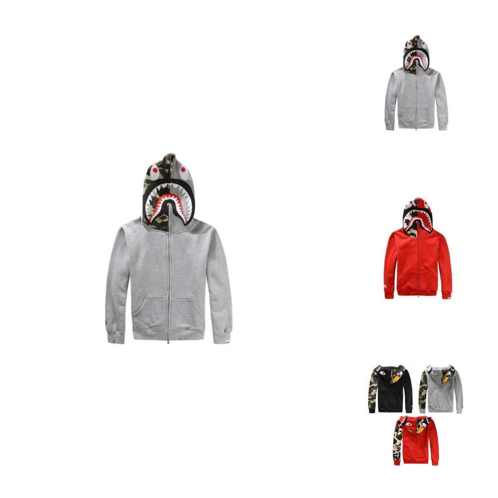 A Bathing Ape Sweat Kapuze Herren Hai Jacke Camouflage Pullover Jacke Schwarz Groß