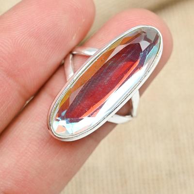 Rainbow Mystic Topaz 925 Sterling Silver Ring Dainty Jewelry Gift Gemstone Handmade Ring