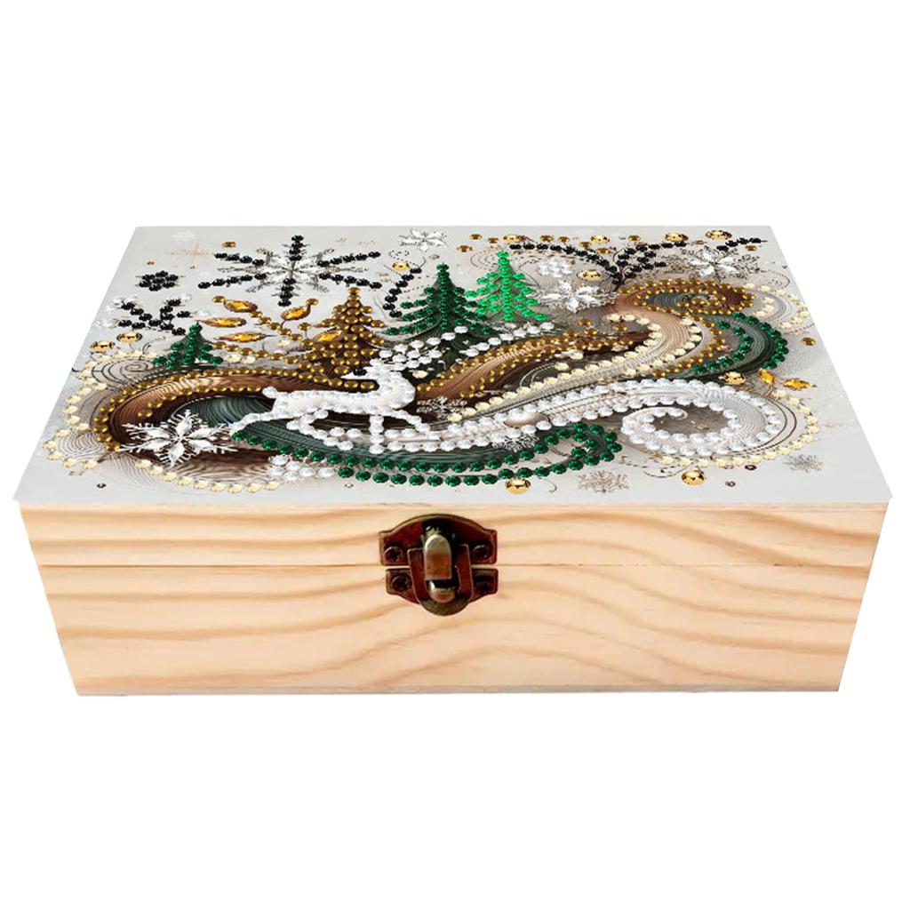 DIY Wooden 5D Diamond Art Diamond Art Storage Box DIY 5D Craft Jewelry Box for Adults Rings Beads and Jewelry Accessories
