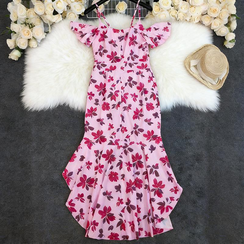 European and American summer new women's printed sexy tube top suspender dress