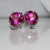 Burmese CERTIFIED Natural Pink Round Ruby 42.30 Ct Earring Pair Free Delivery MY.ER-02-NS