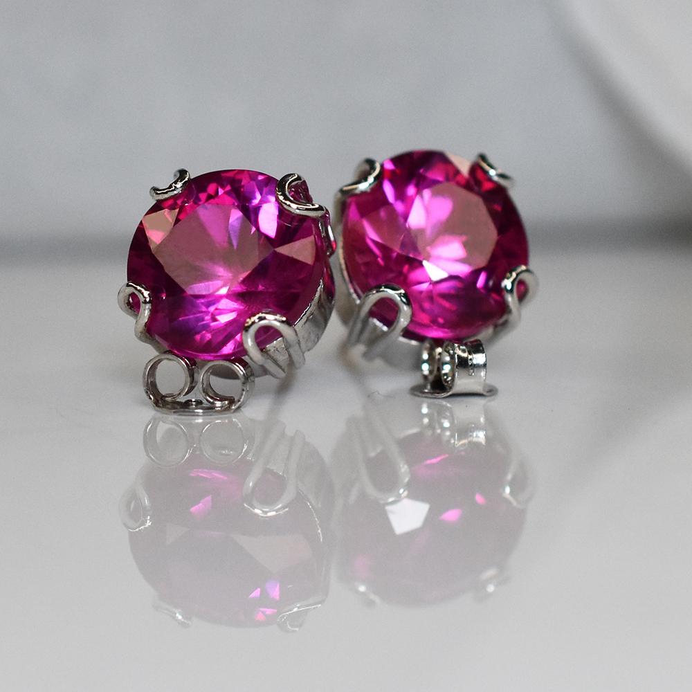 Burmese CERTIFIED Natural Pink Round Ruby 42.30 Ct Earring Pair Free Delivery MY.ER-02-NS
