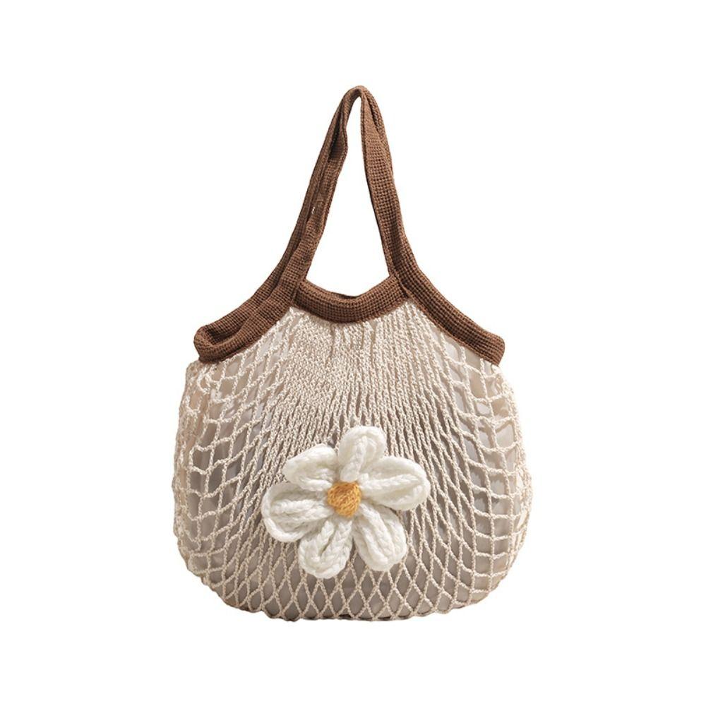 Summer Hollow Out Weave Bag Flower Beach Handbag Leisure Woven Handbag  Picnic