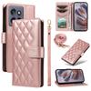 For Motorola Edge 50 Neo 5G/Moto S50 5G/Thinkphone 25 5G Case Wallet Rhombus Leather Phone Cover with Shoulder Strap,Wrist Strap