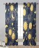Sonne Mond Universum Himmel Transparente Vorhänge für Wohnzimmer Dekoration Fenstervorhänge für Küche Tüll Voile Organza Vorhänge