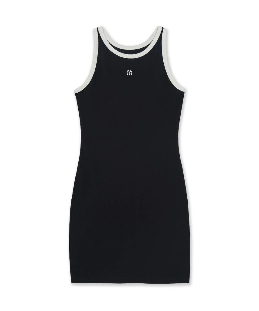 Emelbi Women'S Basic Ringer Ribbed Sleeveless Dress Ny (Black) (A Type)