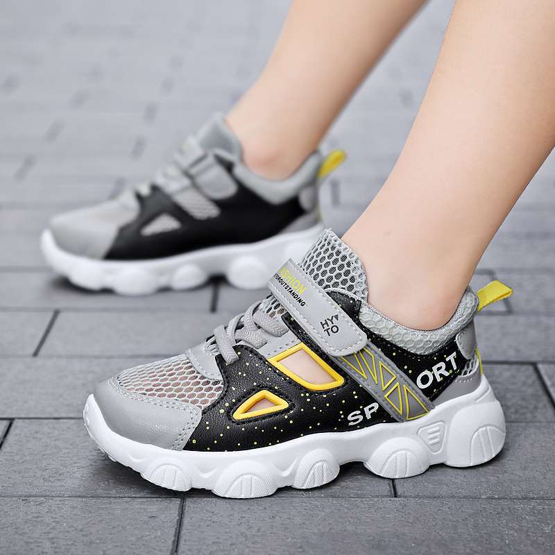 Girls shoes sandals 2025 new boys and girls running shoes summer hollow single mesh breathable boys and children's sports shoes