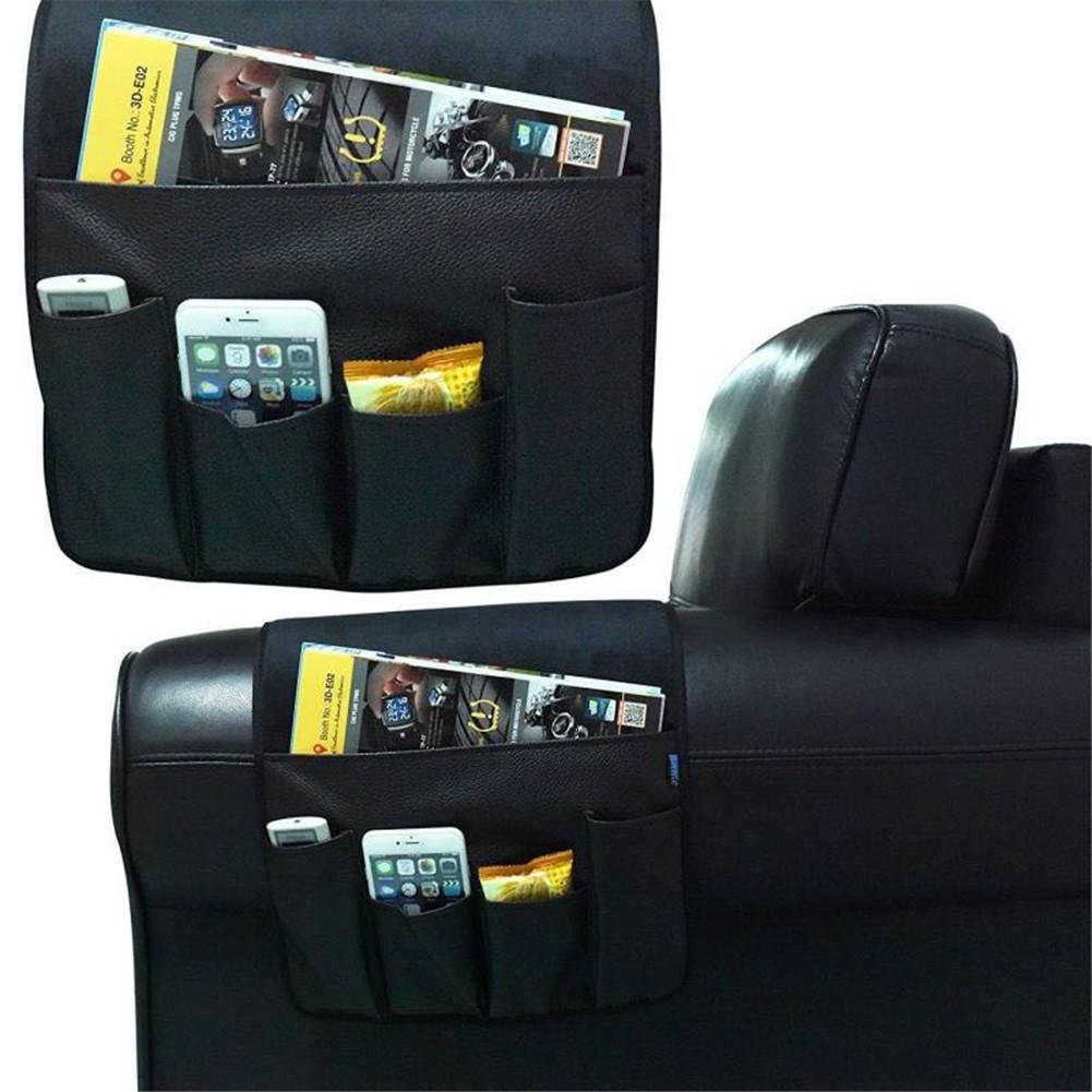 

Foldable Sofa Chair Arm Rest Storage Bag Non-slip PU Leather Hanging Sofa Remote Control Phone Table Organizer Storage Holder United States