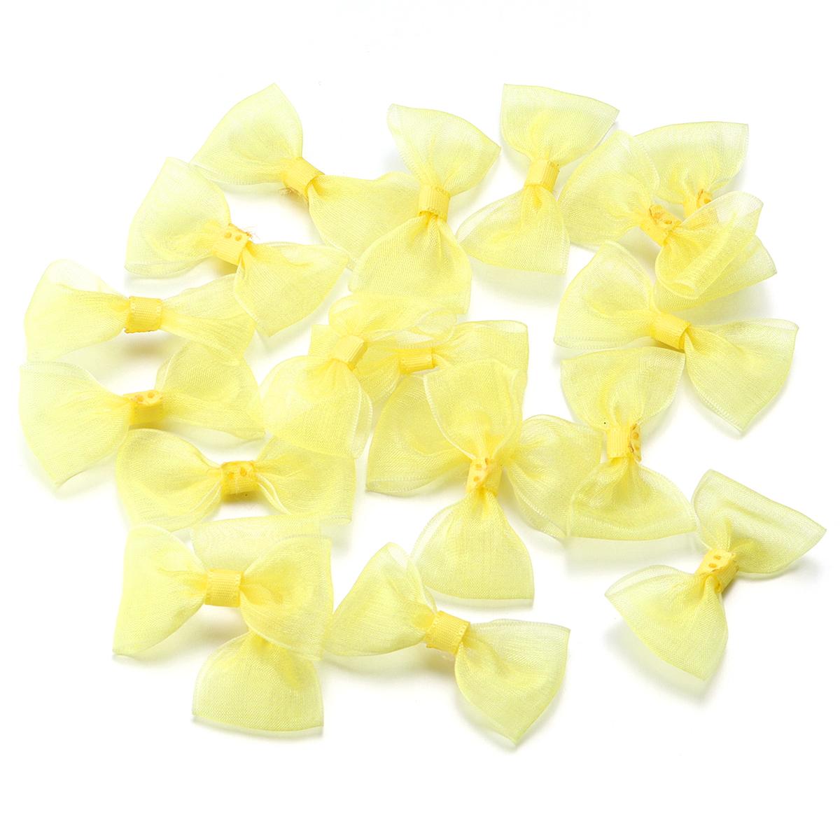 

20pcs/Lot Colourful Organza Ribbon Bows Polyester Handmade Satin Bowknot DIY Sewing Crafts Party Decoration Hair Accessories жовтий