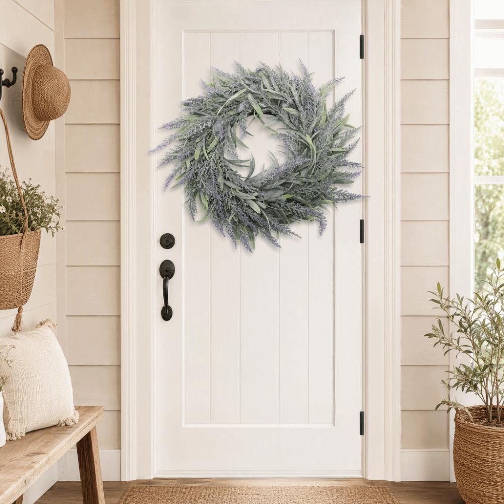 Purple Door Wreath Artificial Plastic Green Leaf Wreath Vivid Window Wreath  Photography Prop