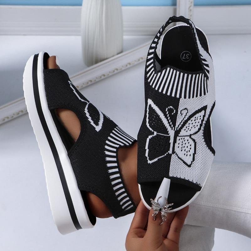 Cross-border Foreign Trade Large Size Summer New Leisure Flying Weaving Hollowed-out Fish Mouth Beach Women's Sports Sandals in Stock