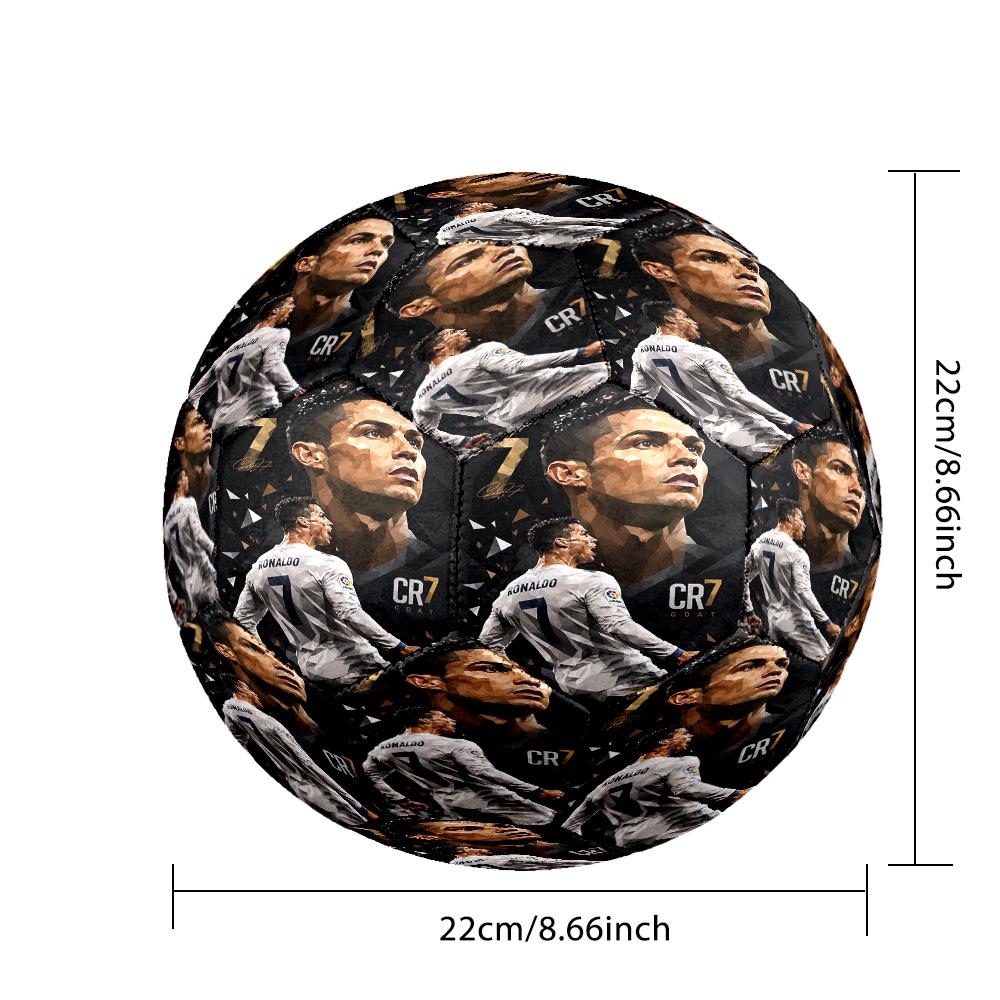 Ronaldo's Geometric Soccer Player Art Soccer Ball Size 5 Football Machine-Stitched Indoor/Outdoor Universal Football Surprise Collection Gift