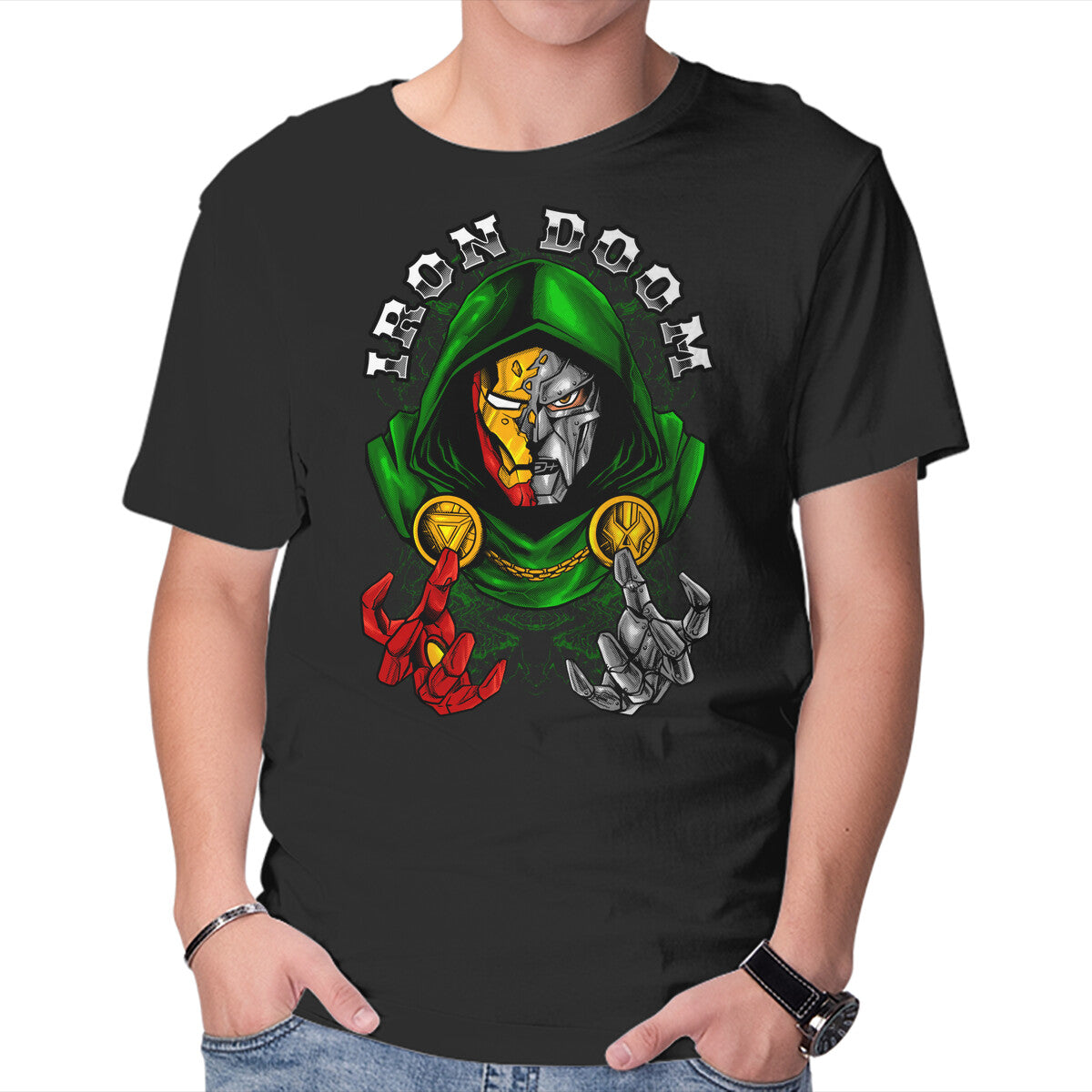 Unisex Crew Neck T-Shirt Iron Doom Graphic Short Sleeve Casual Tee XXXL