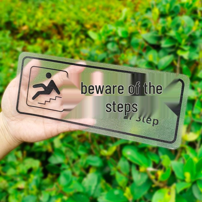 PVC Frosted Transparent Floor Sticker: Slippery and Step Caution, Beware of Low Headroom, Restroom Glass Warning.