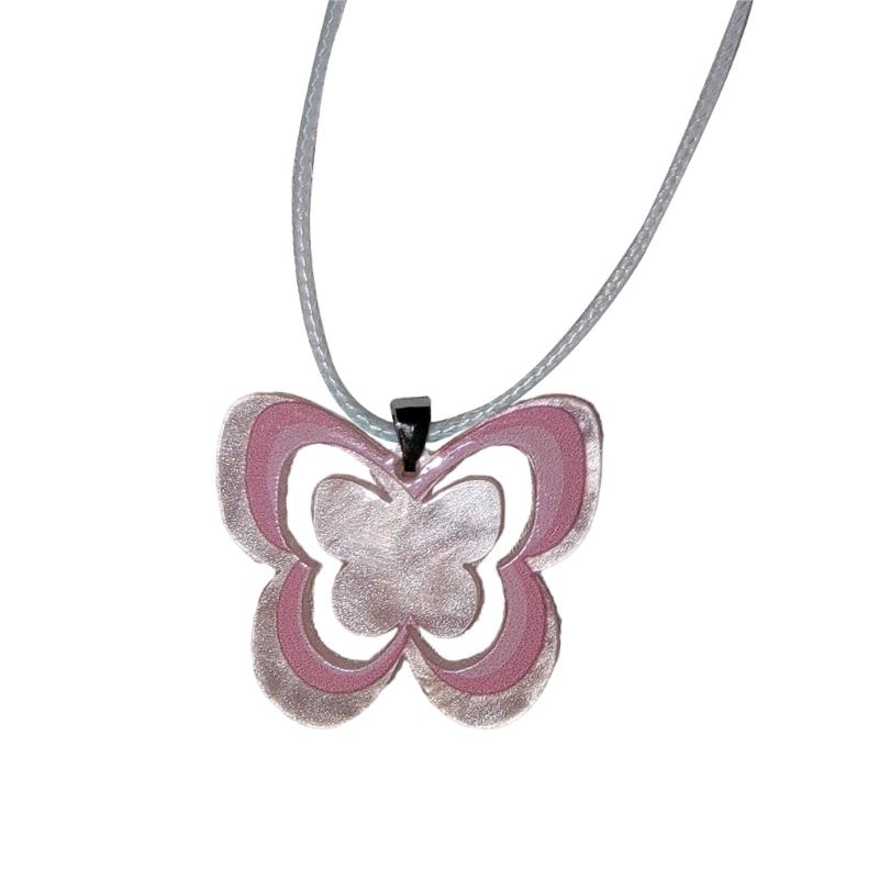 Charming Countryside Style Butterfly Necklace Acrylic Butterfly Charm Clavicle Chain Crystal Cord Choker Jewelry Gift