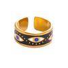 Evil Eye Enamel Ring - Retro Ethnic Style In Black & White, Stainless Steel