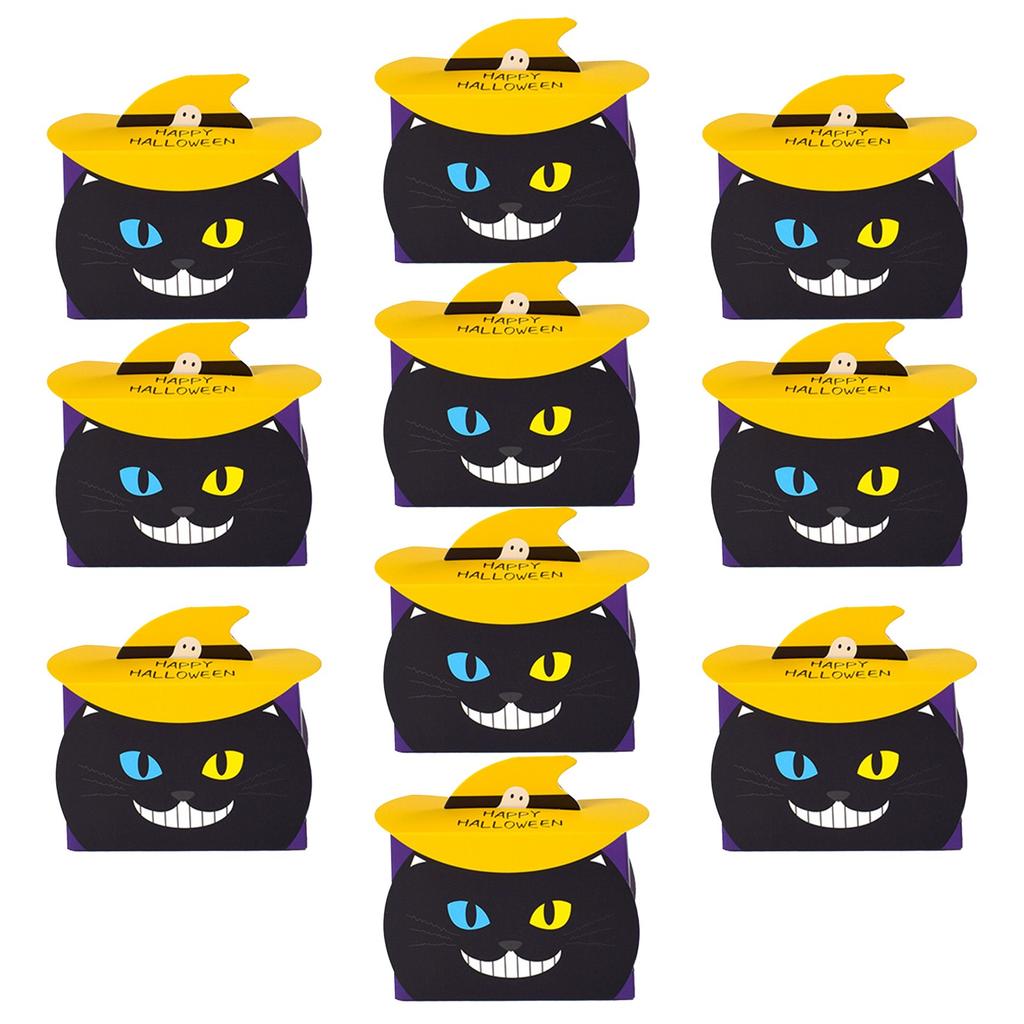 10pcs Colorful Halloween Item Candy Packaging Box  Fun Cat Creative Funny Party Box