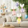 Flower Dot Foam Easter Eggs Colorful Rabbit Design Felt Egg Pendant Decorative with Rope Hanging Flower Egg Venue Layout
