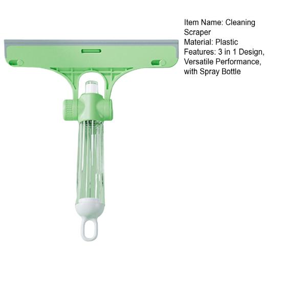 3-in-1 Glass Cleaning Wiper with Spray Bottle Ergonomic Handle Professional Cleaning Scraper Window Scraper Kit