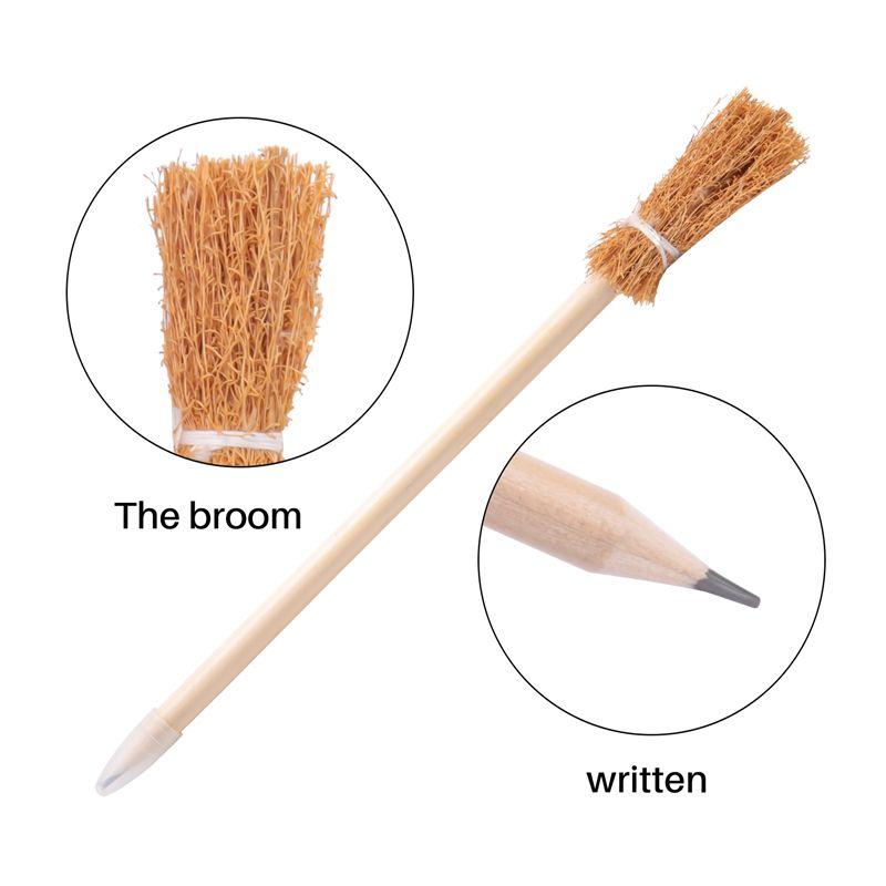 Versatile 40 Pcs Witch Broom Pencils For Halloween Broomstick Ballpoint Pencils Halloween Party Favors Witch Broom Prop Writing