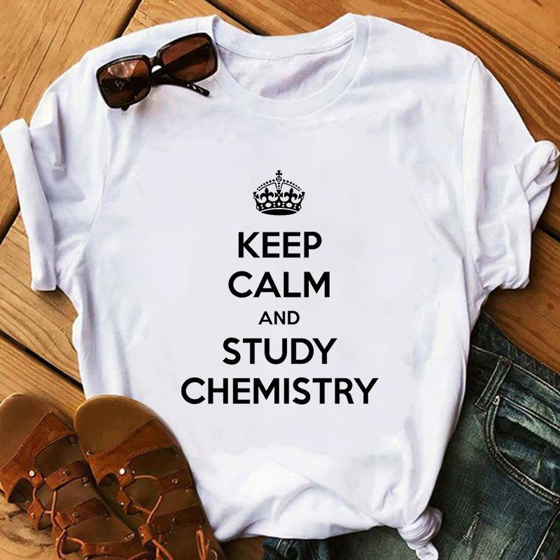 White Chemistry Themed Fun Graphic TShirt Science Enthusiasts Featuring Detailed Chemical Molecule Composition Design Top