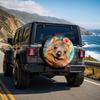 1pc Cute Short-Tailed Dwarf Kangaroo Floral Style Printed Car Tire Cover, Fashionable Universal Wheel Hub Protector, Spare Tire Protection, Perfect Fi