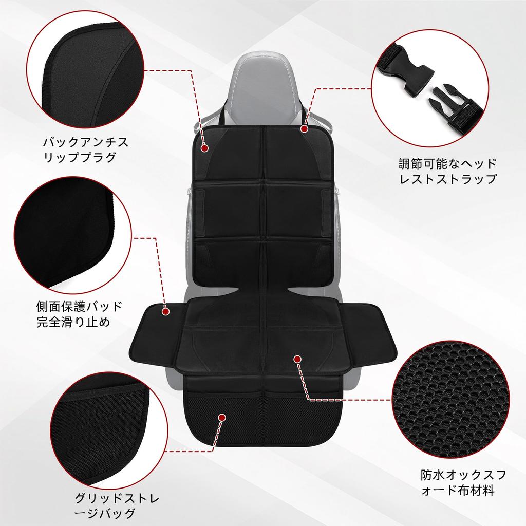 JEYODA Car Seat with Storage Pocket with Red [Thickened] Protector, Anti-Slip, Waterproof, Wear-Resistant, Stain-Resistant, (Black Thread)