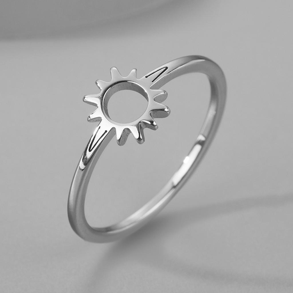 Kinitial 2025 New Simple Sun Imprint Hope Ring Ring Exquisite Stainless Steel Sweet and Cute Lady Faith Jewelry Christmas Gift