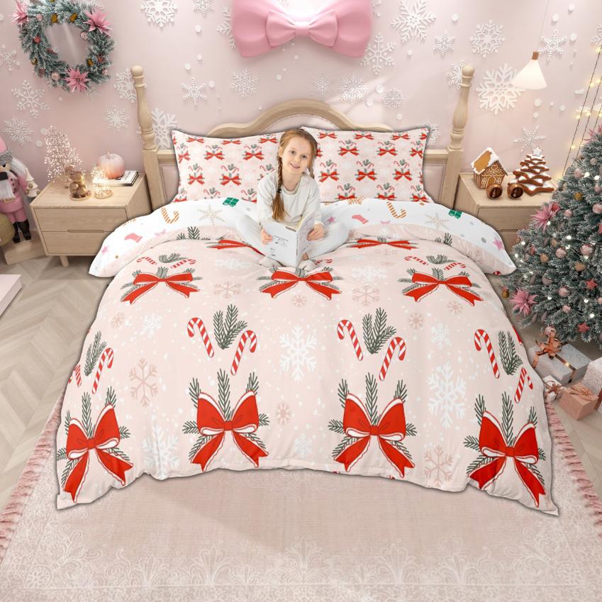 Homewish Veselé Vánoce Sada povlaku na přikrývku 2ks/3ks, Dětské dárky k šťastnému novému roku Ložní prádlo, Vánoční sada povlaku na přikrývku Santa Claus