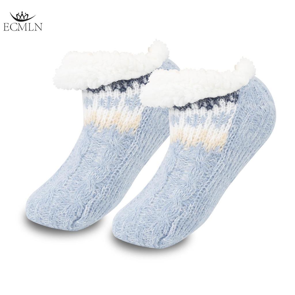 Women Slipper Socks Knitted Warm and Fluffy Fleece Lined Non Slip Socks Winter Socks Home Sleeping Socks for Bed Socks