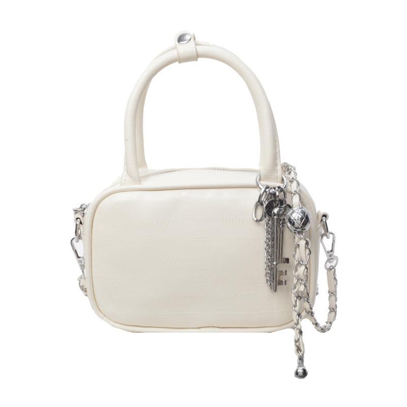 New textured silver small square bag niche versatile large capacity simple shoulder messenger bag bag women