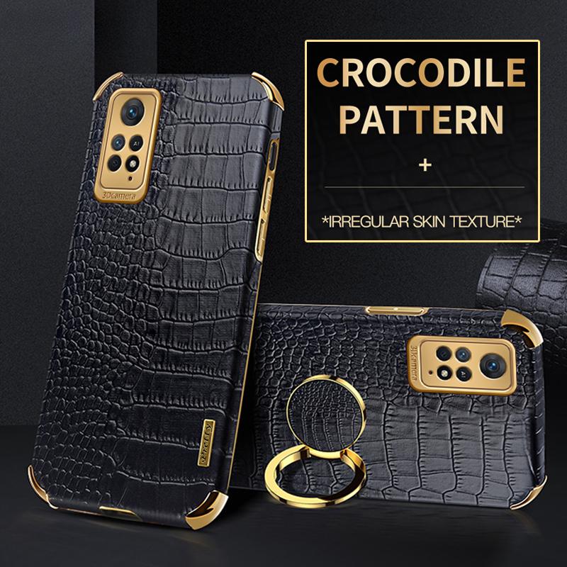 

Чехол-держатель для кольца из крокодиловой кожи для Redmi Note11 Pro, мягкий чехол для Xiaomi Xiomi Redmi Note 11, 11S, 10, 10S, 12S, 12 Plus, чехол