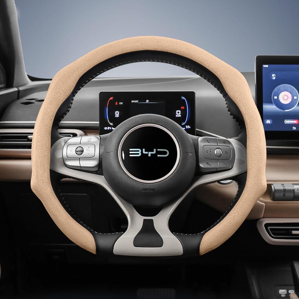 Suitable for Byd Advanced Suede Snap-On Steering Wheel Cover Anti-Slip and Durable Song Yuan Plus Max Tang Han Atto 3 Seal Dolphin Seagull Sealion 7