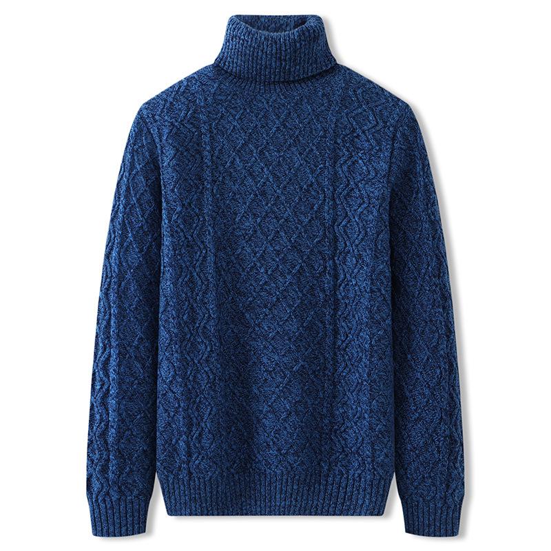 Men's Autumn/Winter 2025 Casual Warm High Collar Chunky Knit Sweater Plus Size Loose Knitwear