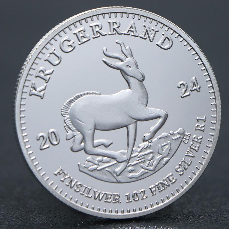 2024 South Africa Kruger Non-Magnetic Silver-Plated Commemorative Coin Badge серебряный
