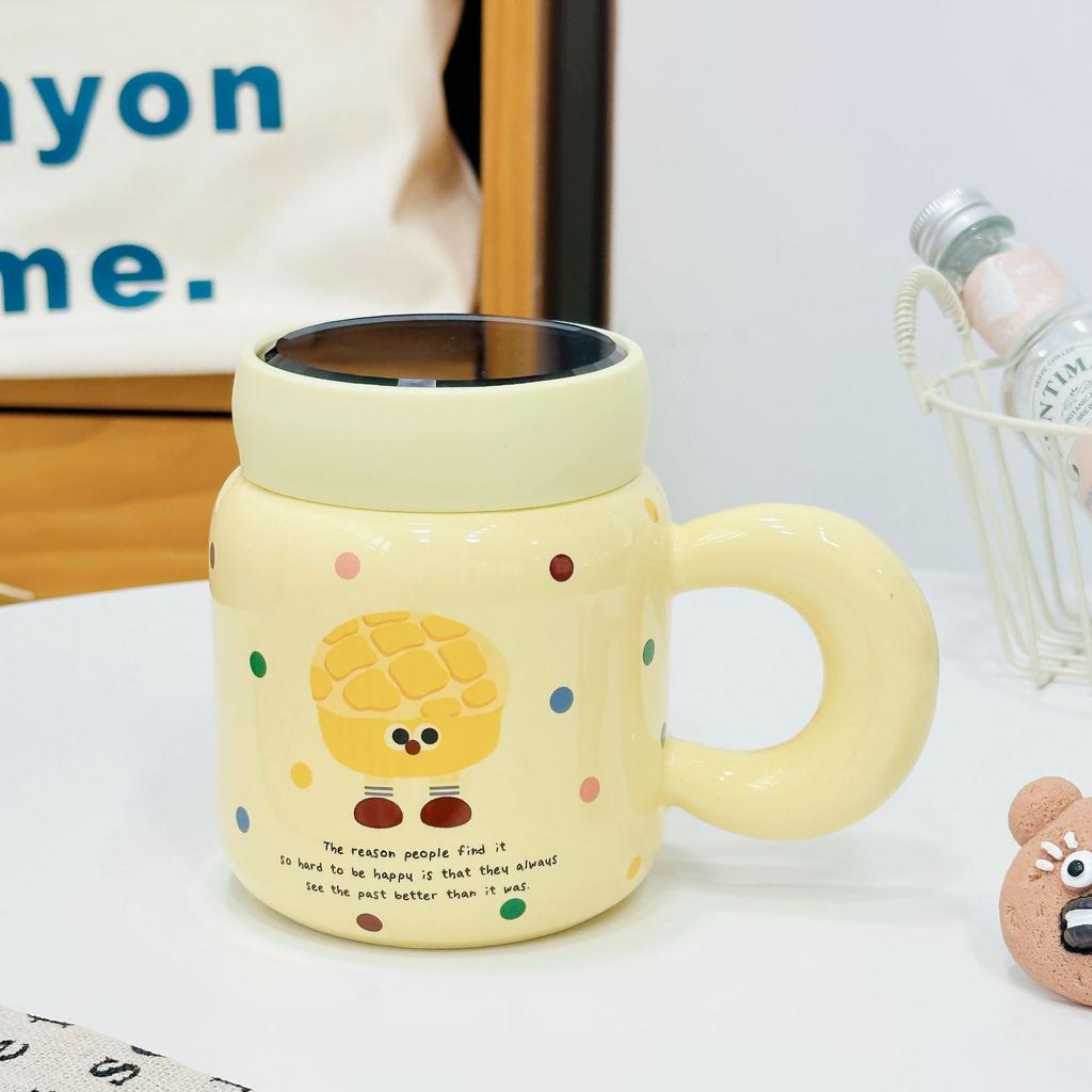 Creative Personality Mirror Ceramic Cup Small Monster Suit Mug Girl Cute Cup High Looking Water Cup Cartoon
