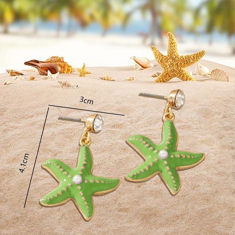 Fashion and Elegance Color Starfish Earrings Earrings Ocean Style Starfish Summer Beach Trend Versatile Vacation Style
