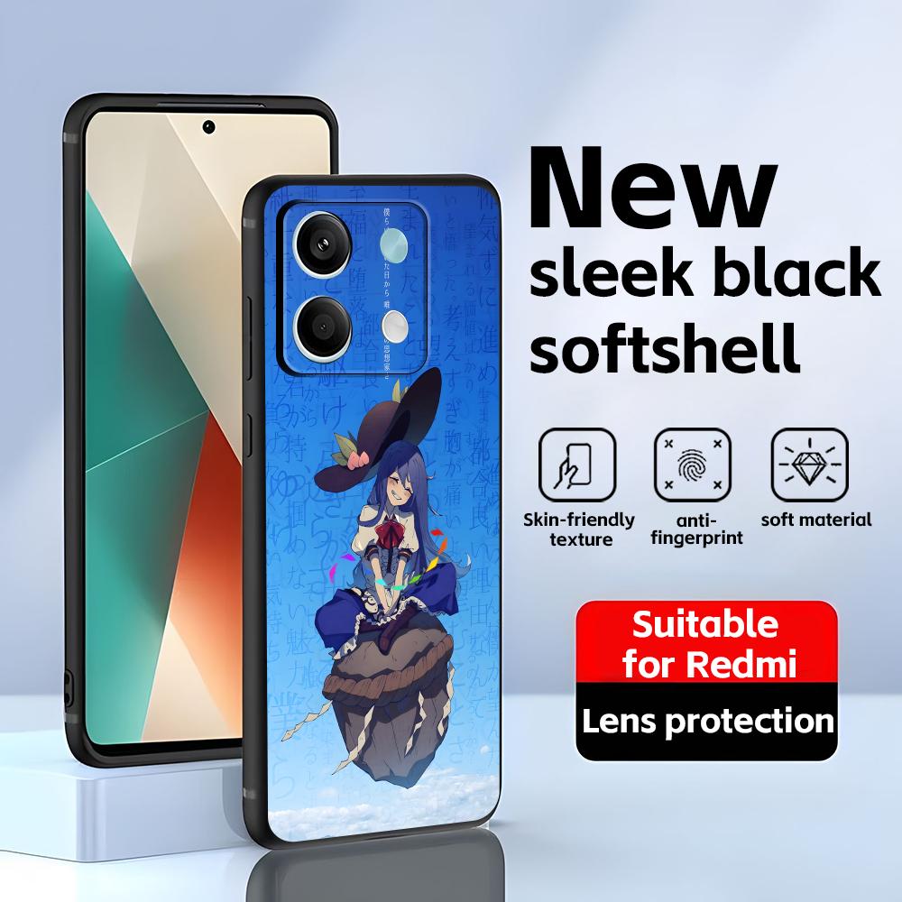 Anime Tenshi Hinanawi Handyhülle für Redmi Note 14 13 12 11 Pro Plus S 5G 14C A3 Weiche Schwarze Handyhülle